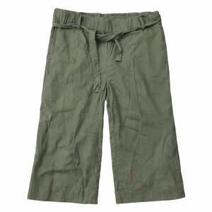 J Jill Linen Blend Pants Womens XL Olive Green Pull On Wide Leg Crop